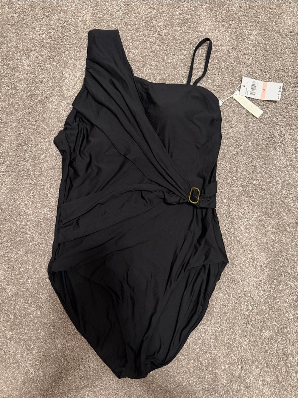 Trina Turk Black Belted One-Piece Swimsuit
